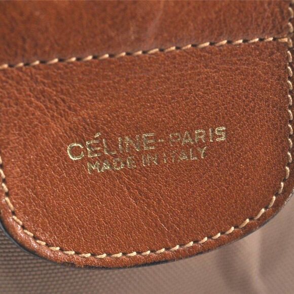 Authentic Vintage CELINE Boston Bag Nylon Handbag Leather Beige Brown - Picture 5 of 14